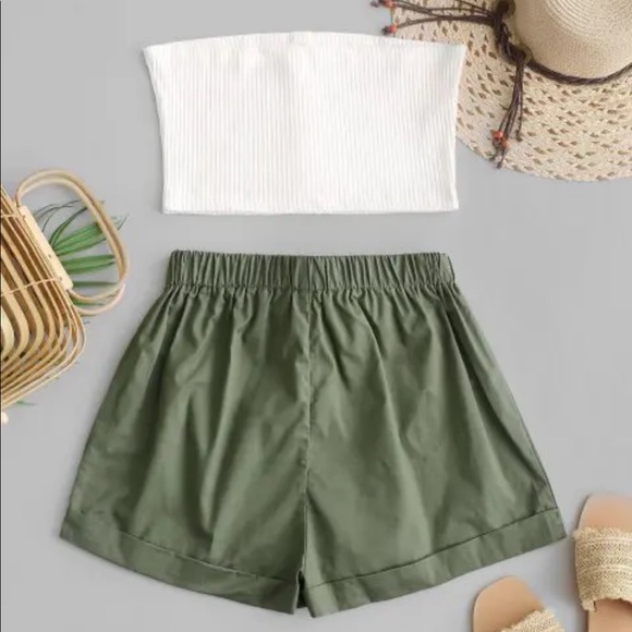 ZAFUL Two Piece Buttoned Ribbed Bandeau Top Set women’s S - Picture 2 of 7